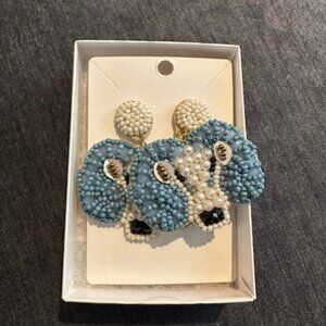 Handmade UNC Ram beaded earrings
